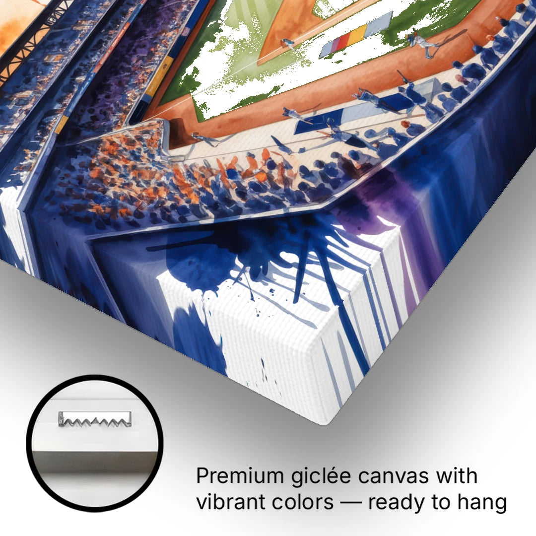 New York Mets Citi Field Watercolor - Canvas Wall Art - Gallery Wrap Corner