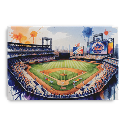 New York Mets Dynamic Watercolor Celebration at Citi Field Front - Canvas Wall Art