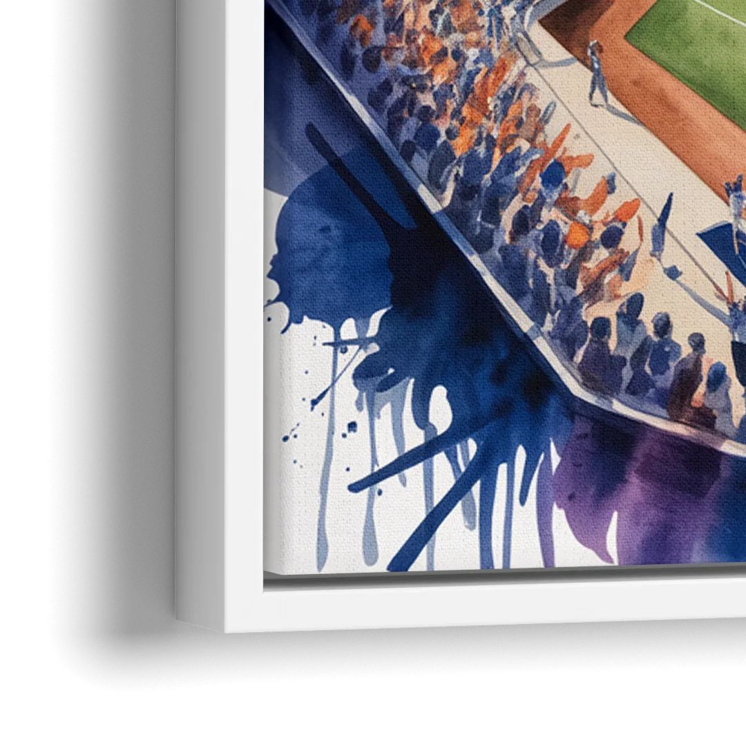 New York Mets Dynamic Watercolor Celebration at Citi Field - Close-Up White Frame Canvas