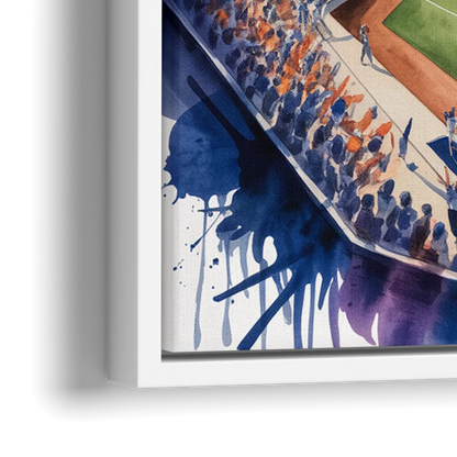 New York Mets Dynamic Watercolor Celebration at Citi Field - Close-Up White Frame Canvas