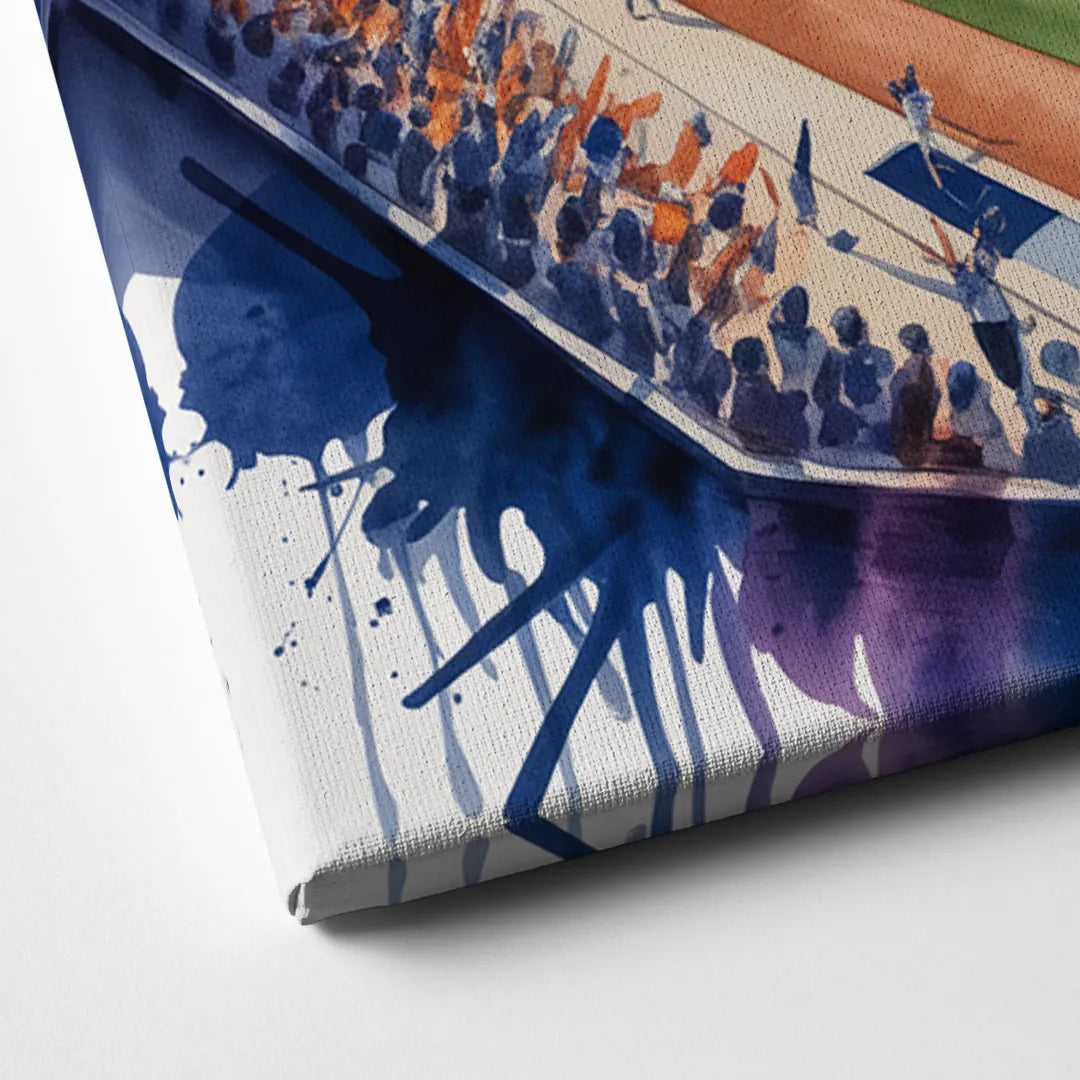 New York Mets Dynamic Watercolor Celebration at Citi Field Canvas Close Up