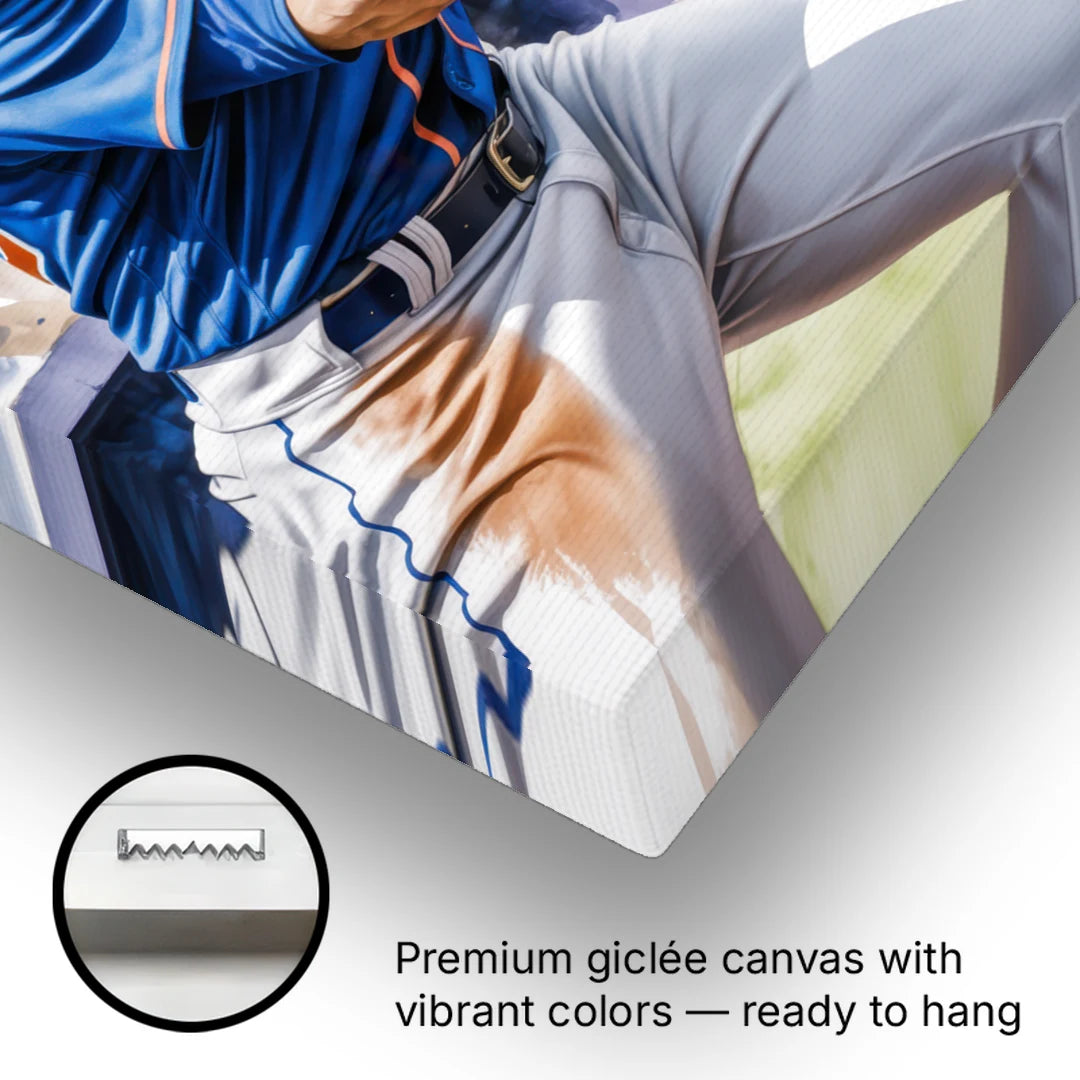 New York Mets Home Run Swing - Canvas Wall Art - Gallery Wrap Corner