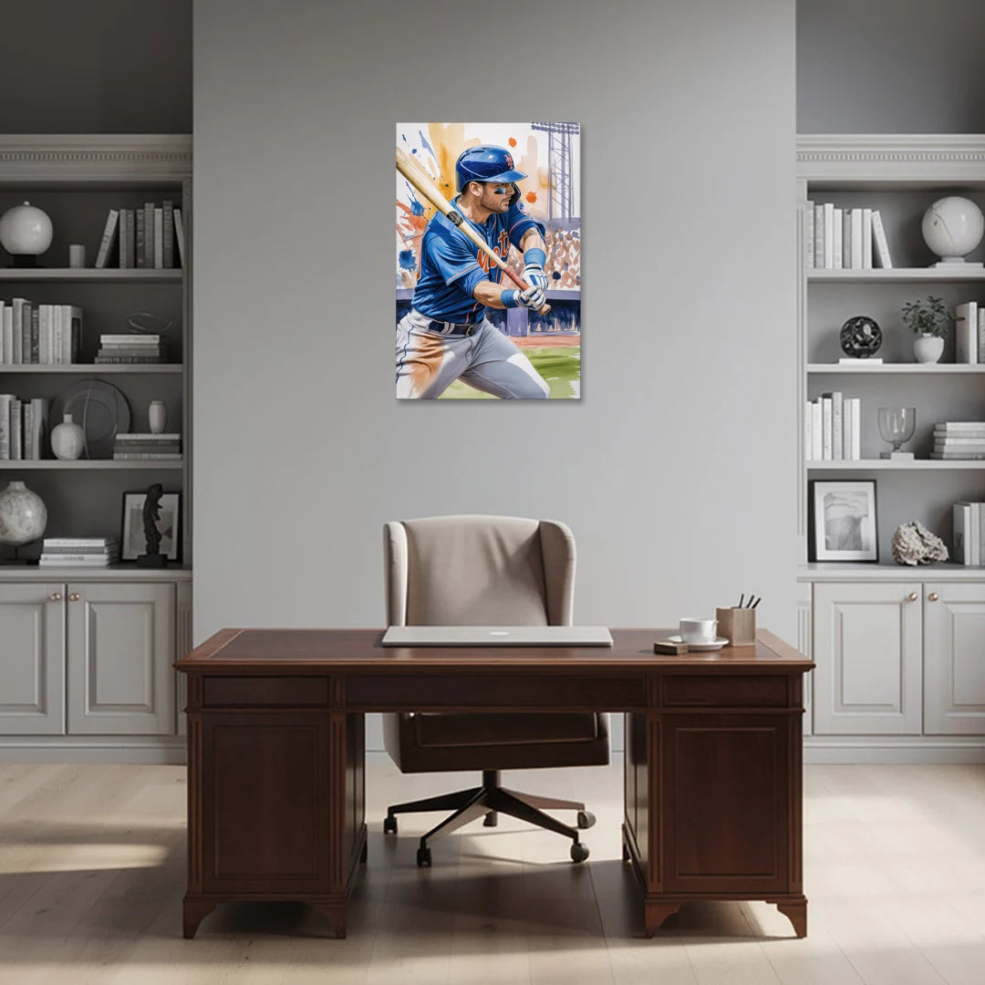 New York Mets Home Run Swing - Canvas Wall Art - Office - 24x36