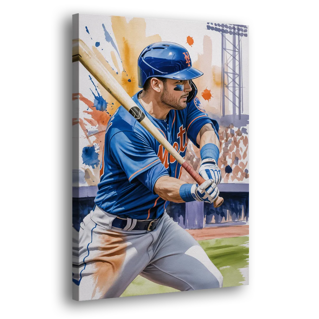 New York Mets Home Run Swing Side - Canvas Wall Art