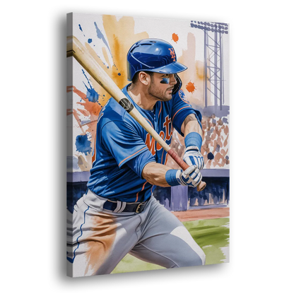 New York Mets Home Run Swing Side - Canvas Wall Art