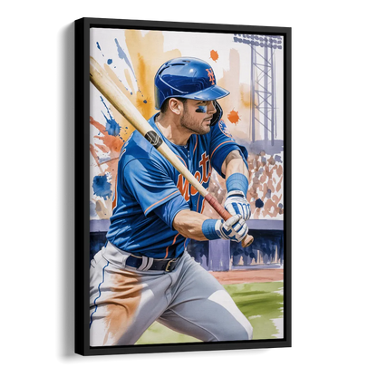 New York Mets Home Run Swing Side - Black Canvas Wall Art