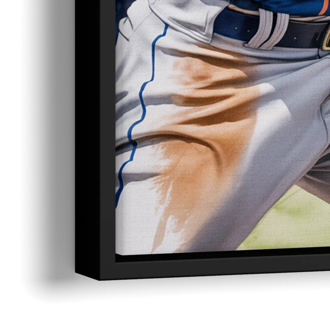 New York Mets Home Run Swing - Close-Up Black Frame Canvas