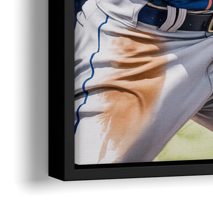New York Mets Home Run Swing - Close-Up Black Frame Canvas