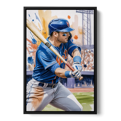New York Mets Home Run Swing Front - Black Canvas Wall Art