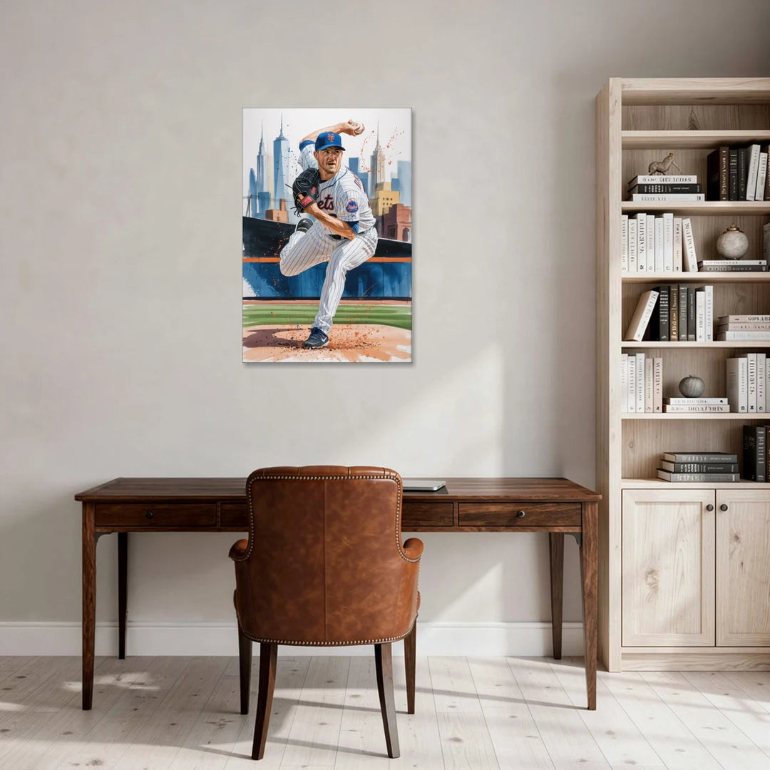 New York Mets Pitcher Windup - Canvas Wall Art - Office - 24x36
