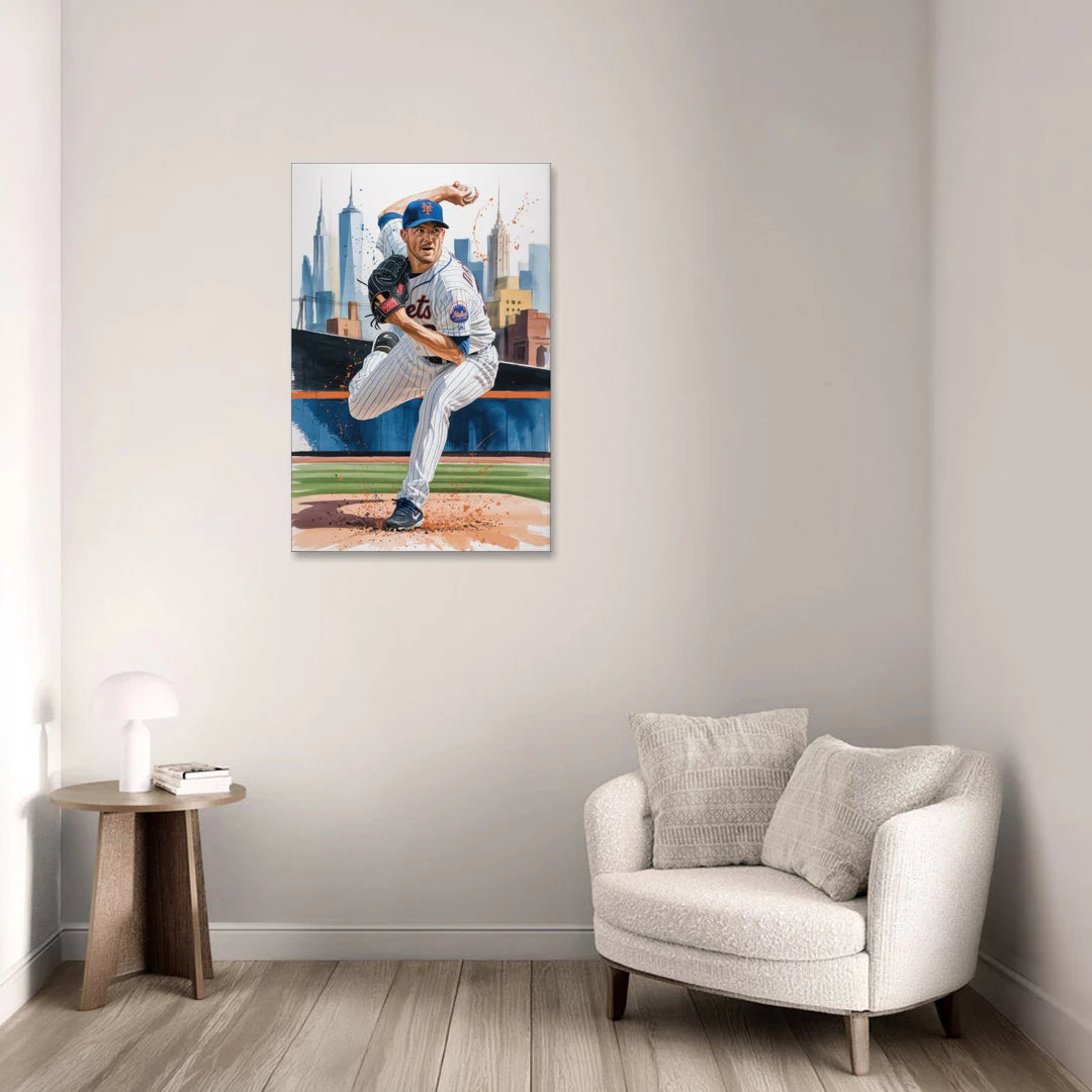 New York Mets Pitcher Windup - Canvas Wall Art - Sofa - 24x36