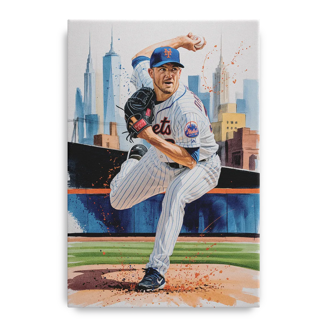 New York Mets Pitcher Windup Front - Canvas Wall Art