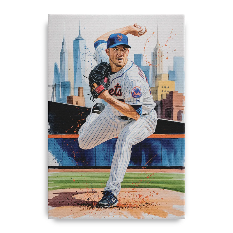 New York Mets Pitcher Windup Front - Canvas Wall Art