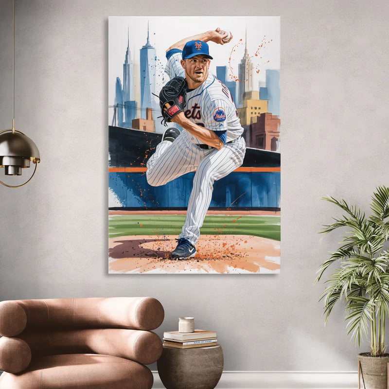 New York Mets Pitcher Windup Living Room - Canvas Wall Art