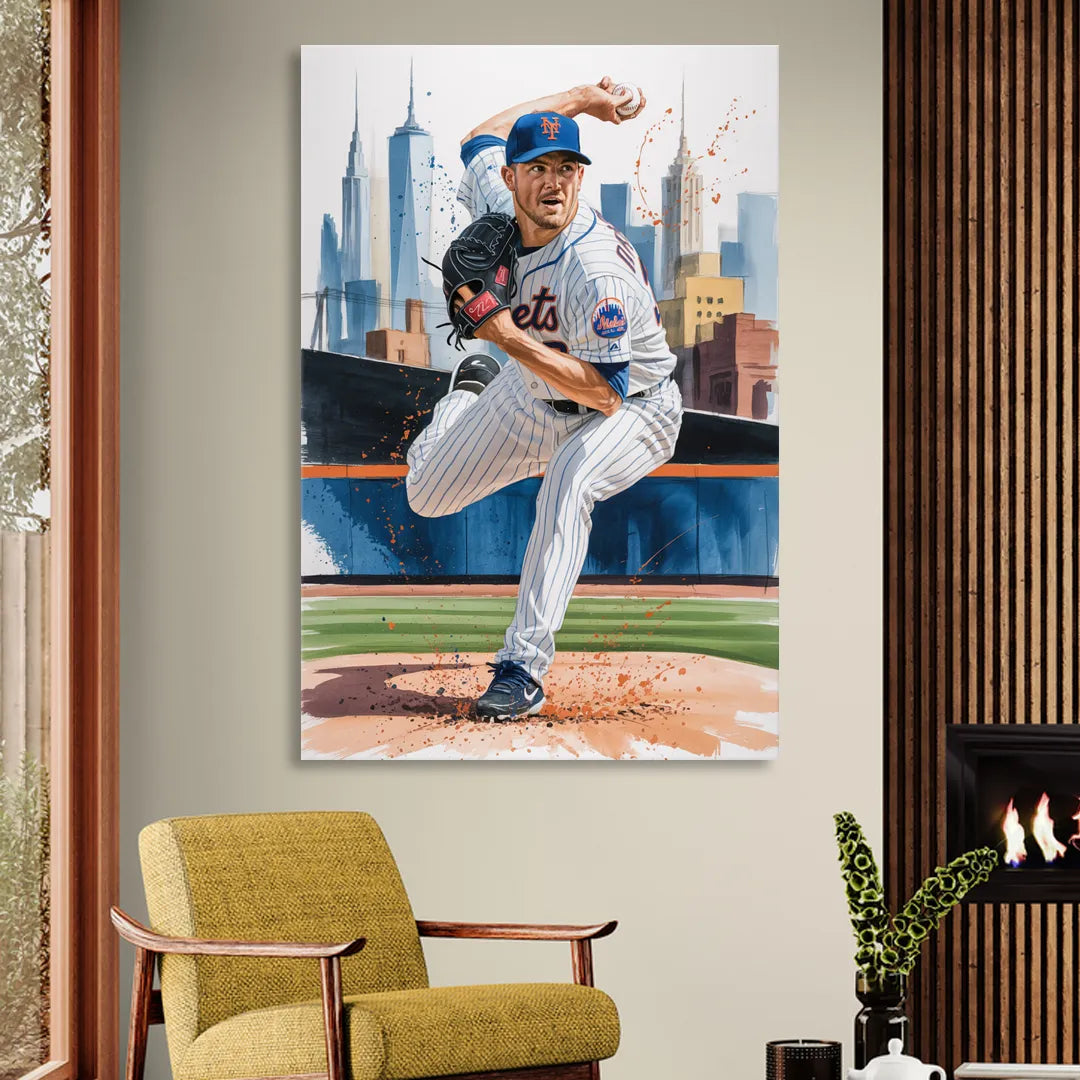 New York Mets Pitcher Windup Sitting Room - Canvas Wall Art