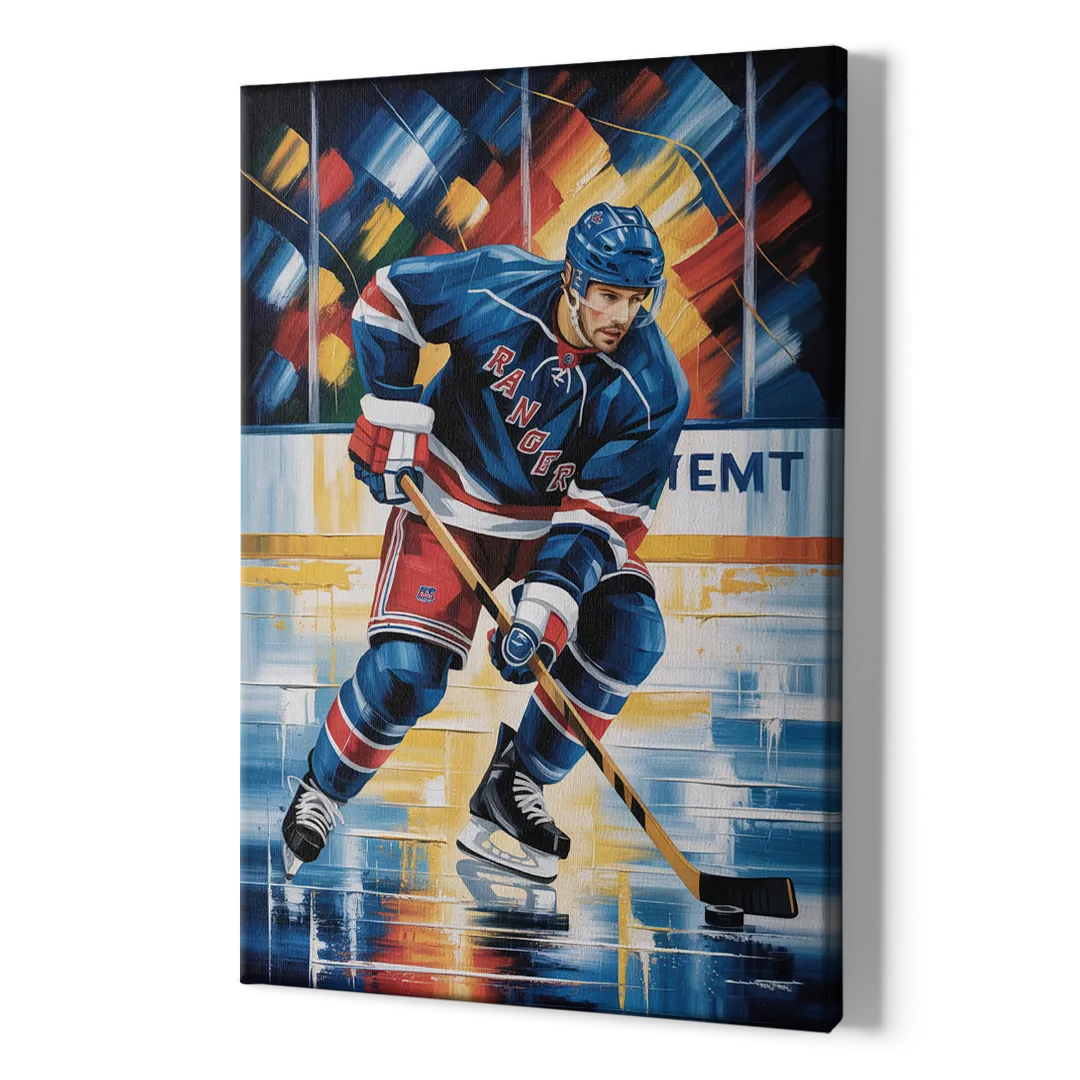 New York Rangers Abstract Hockey Impressionism - Canvas Print Art Sides