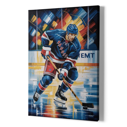 New York Rangers Abstract Hockey Impressionism - Canvas Print Art Sides