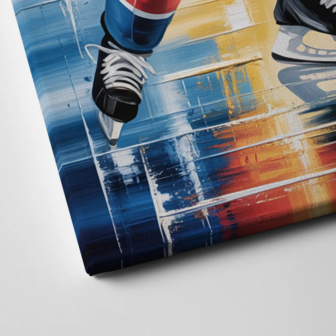 New York Rangers Abstract Hockey Impressionism Canvas Close Up