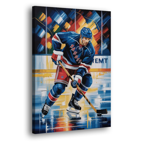 New York Rangers Abstract Hockey Impressionism - Canvas Wall Art
