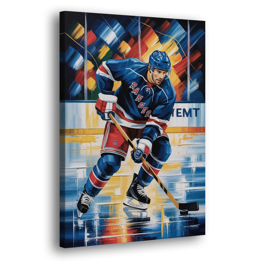 New York Rangers Abstract Hockey Impressionism Side - Canvas Wall Art