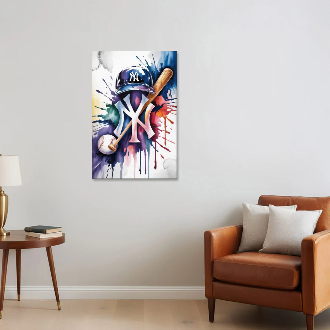 New York Yankees Emblem - Canvas Wall Art - Sofa - 24x36