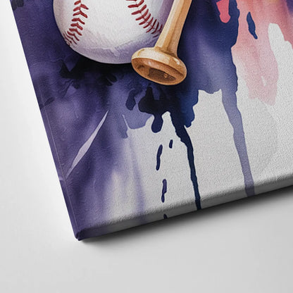 New York Yankees Watercolor Legacy Abstract Emblem Art Canvas Close Up