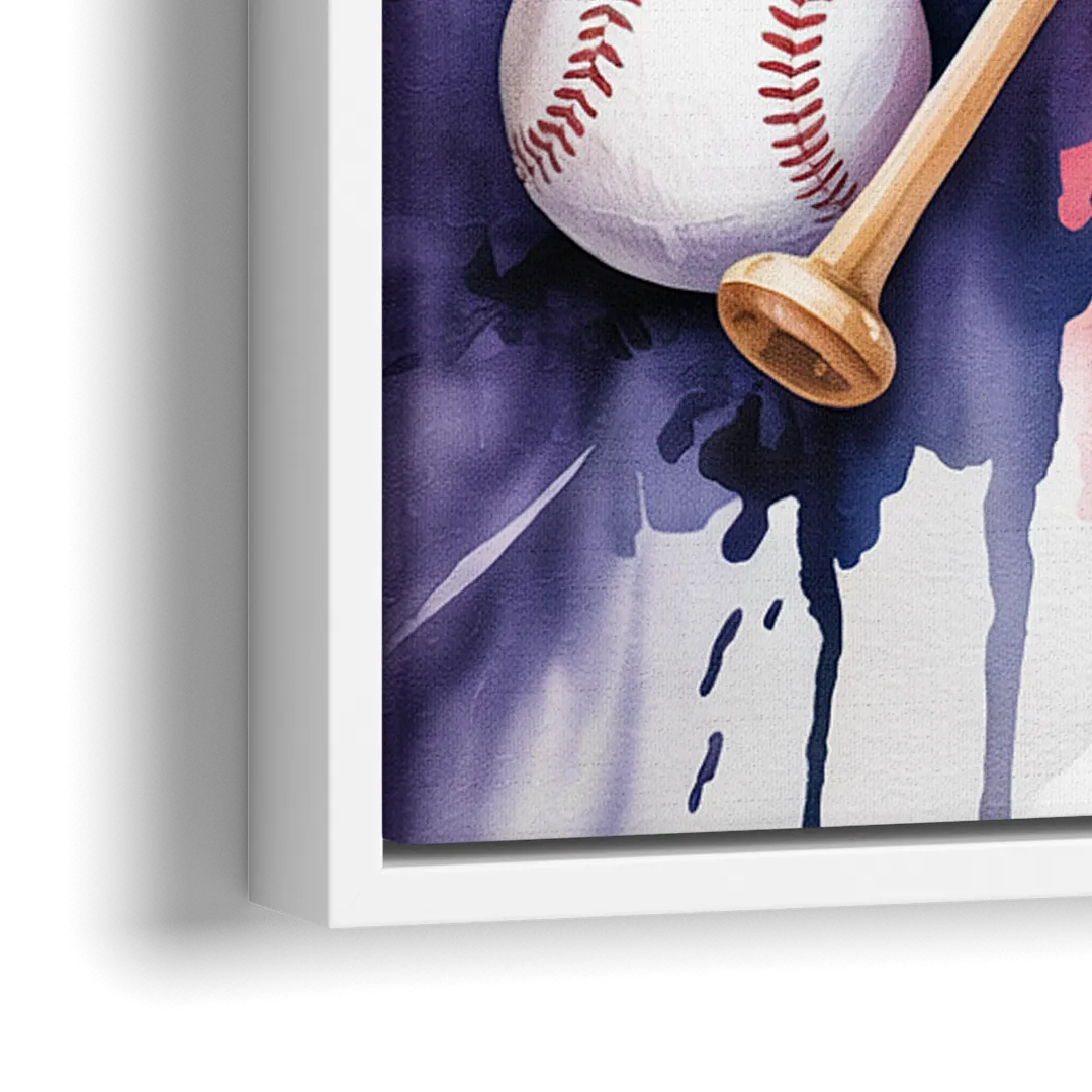 New York Yankees Watercolor Legacy Abstract Emblem Art - Close-Up White Frame Canvas