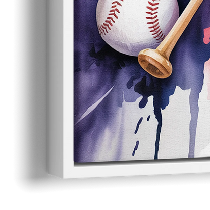 New York Yankees Watercolor Legacy Abstract Emblem Art - Close-Up White Frame Canvas