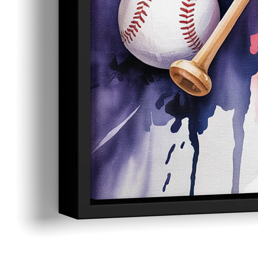 New York Yankees Watercolor Legacy Abstract Emblem Art - Close-Up Black Frame Canvas