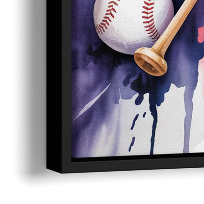 New York Yankees Watercolor Legacy Abstract Emblem Art - Close-Up Black Frame Canvas