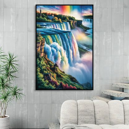 Niagara Falls Close Up Sitting Room - Black Canvas Wall Art