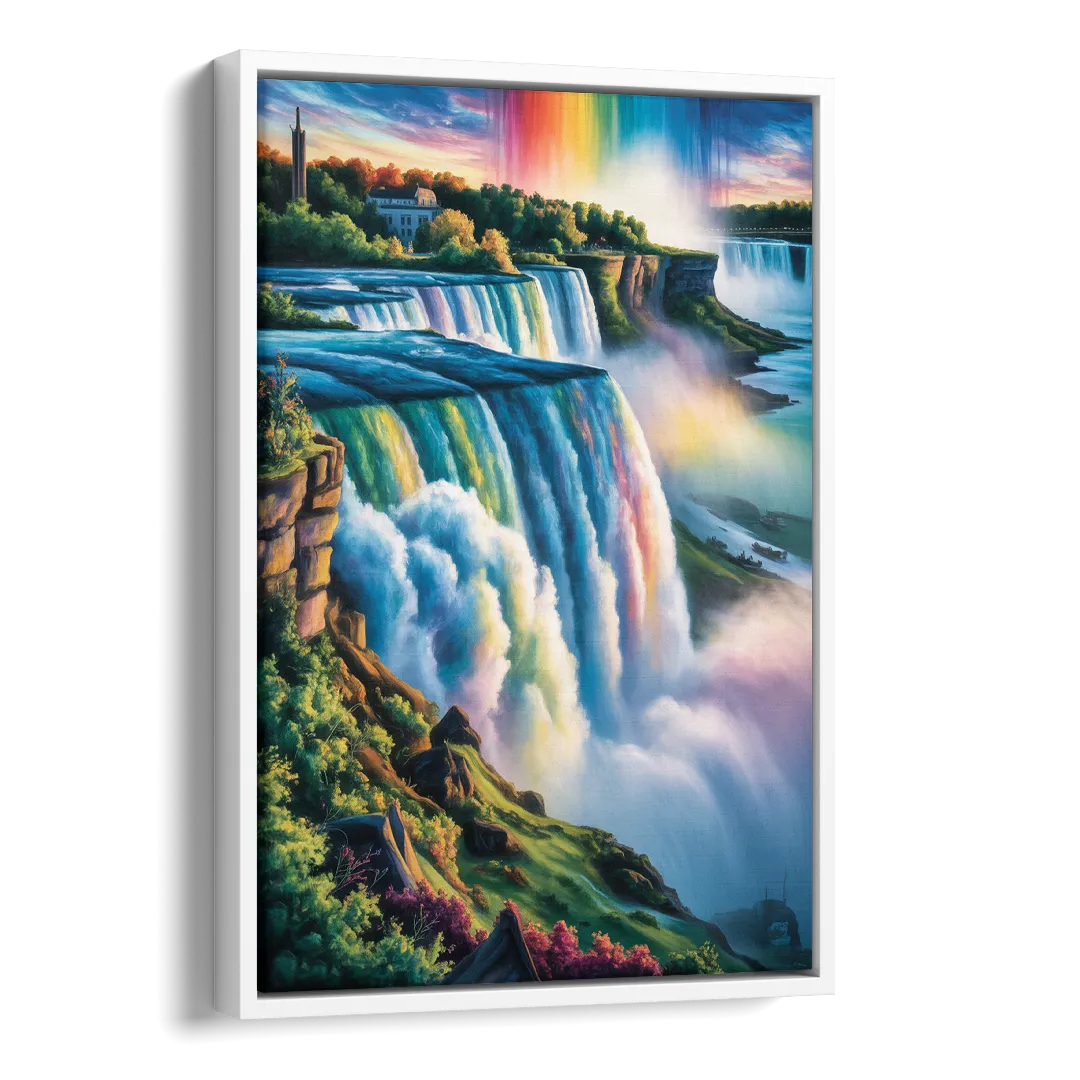 Niagara Falls Close Up Side - White Canvas Wall Art