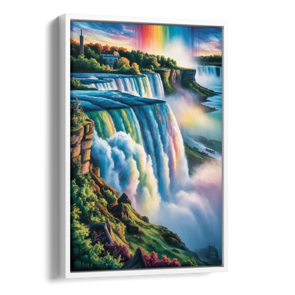 Niagara Falls Close Up Side - White Canvas Wall Art