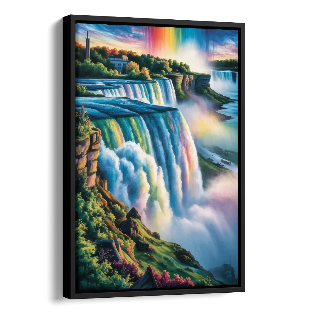 Niagara Falls Close Up Side - Black Canvas Wall Art
