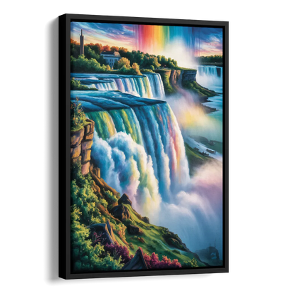 Niagara Falls Close Up Side - Black Canvas Wall Art