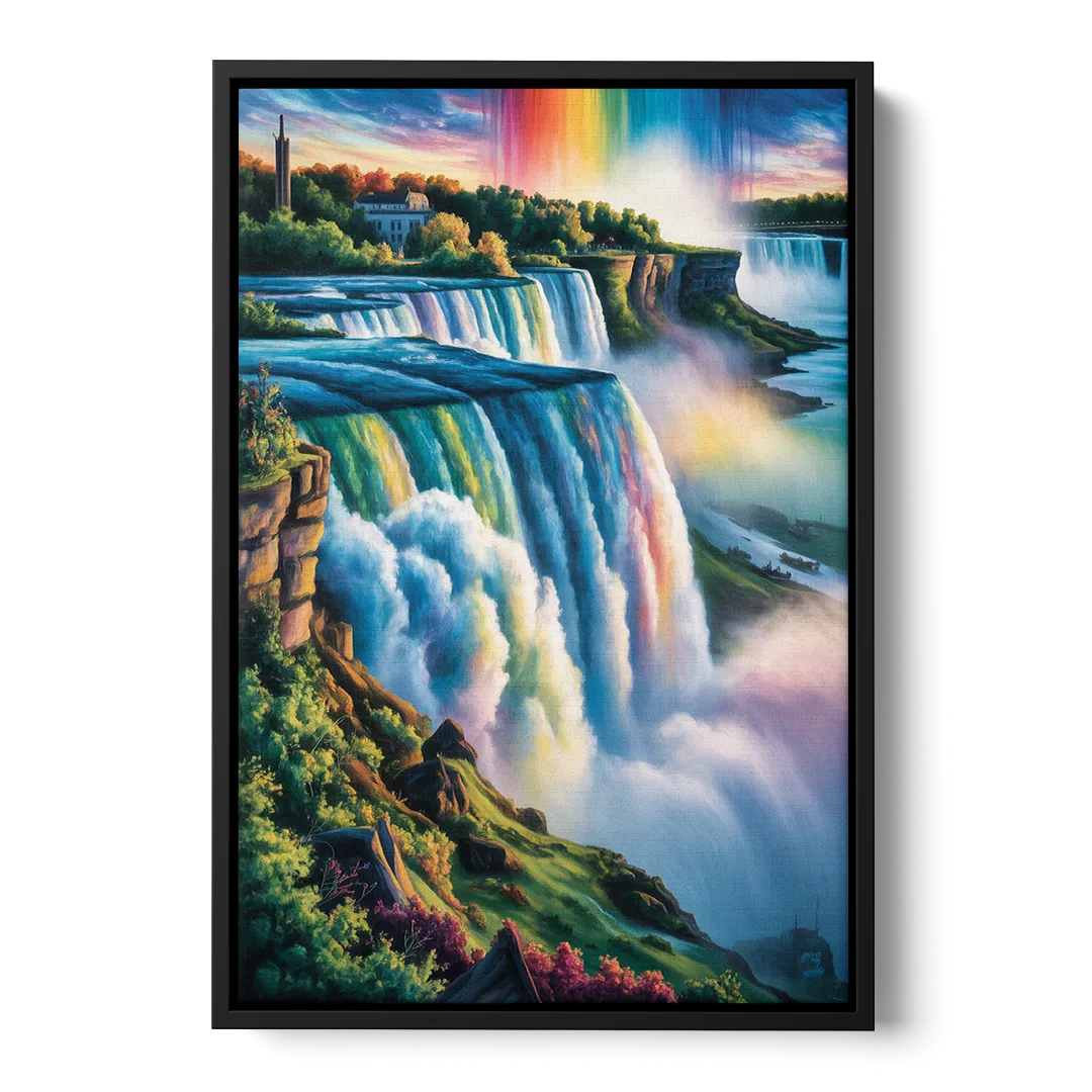 Niagara Falls Close Up Front - Black Canvas Wall Art