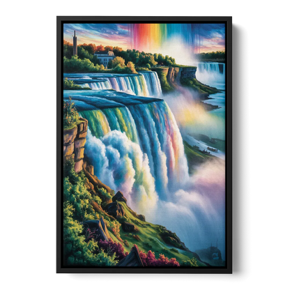 Niagara Falls Close Up Front - Black Canvas Wall Art