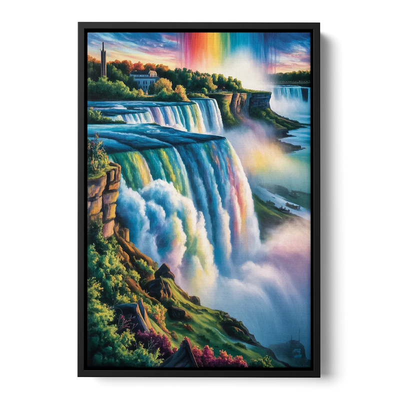 Niagara Falls Close Up Front - Black Canvas Wall Art
