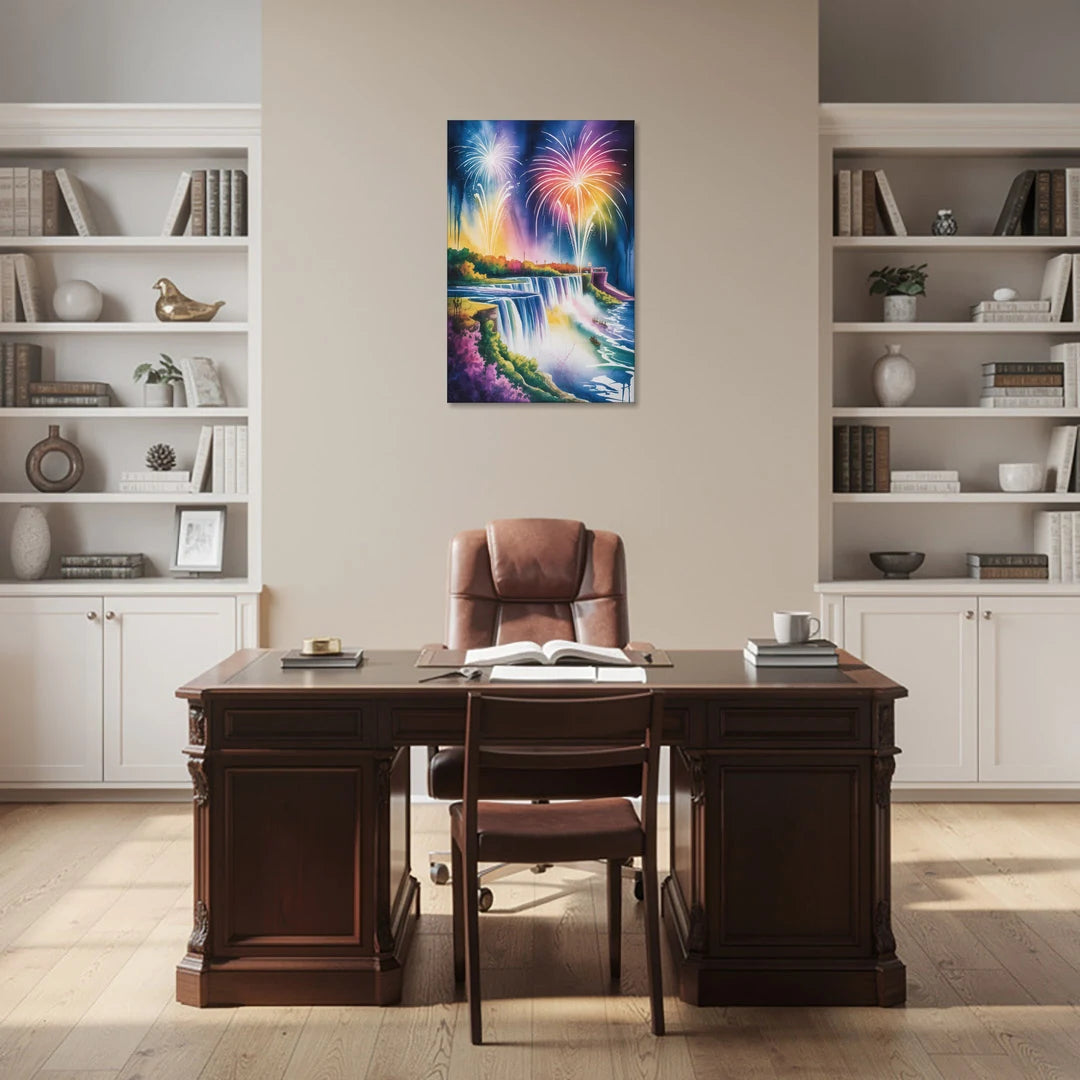 Niagara Falls Fireworks Show - Canvas Wall Art - Office - 24x36