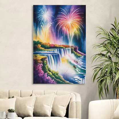 Niagara Falls Fireworks Show Sitting Room - Canvas Wall Art
