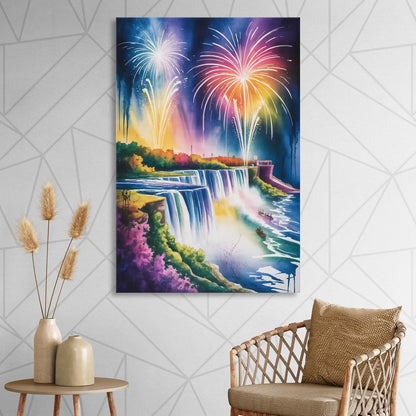 Niagara Falls Fireworks Show Living Room - Canvas Wall Art