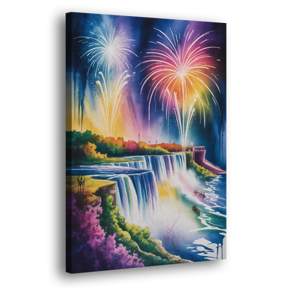 Niagara Falls Fireworks Show Side - Canvas Wall Art