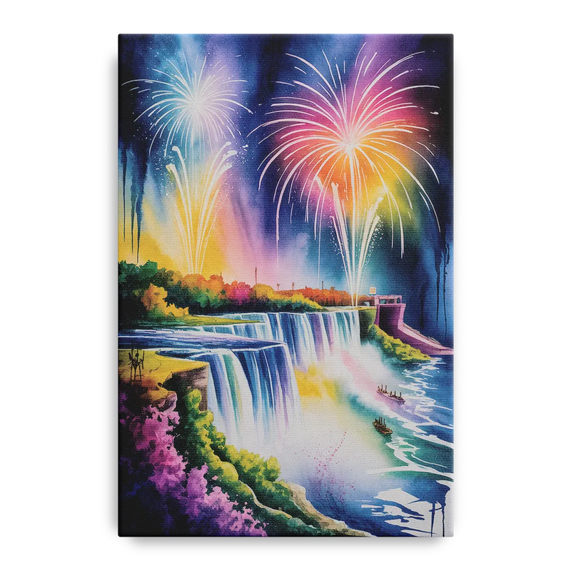 Niagara Falls Fireworks Show Front - Canvas Wall Art