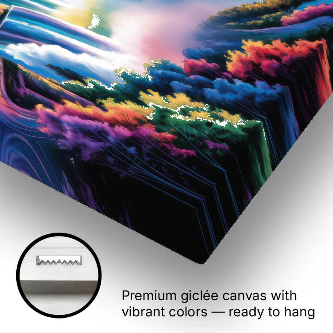 Niagara Falls Light Show - Canvas Wall Art - Gallery Wrap Corner