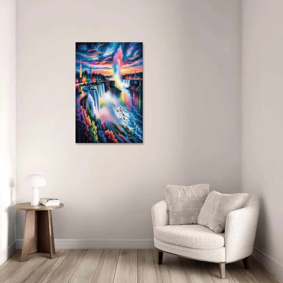 Niagara Falls Light Show - Canvas Wall Art - Sofa - 24x36