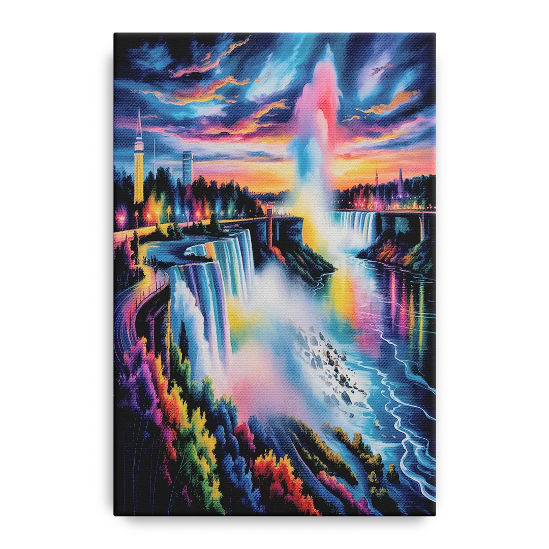 Niagara Falls Light Show Front - Canvas Wall Art