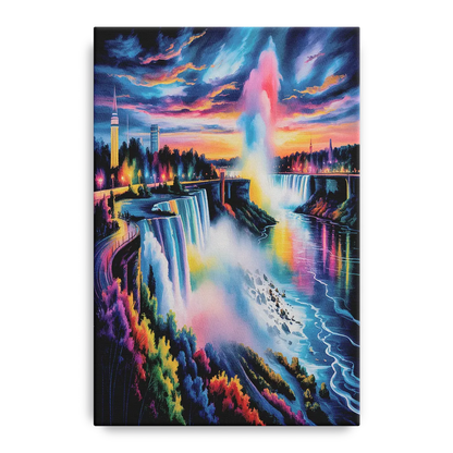 Niagara Falls Light Show Front - Canvas Wall Art