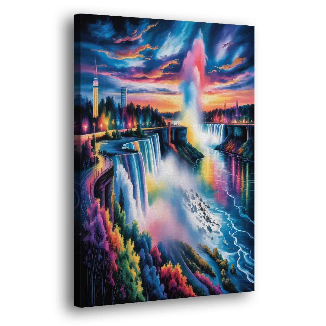 Niagara Falls Light Show Side - Canvas Wall Art