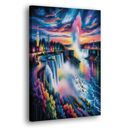 Niagara Falls Light Show Side - Canvas Wall Art