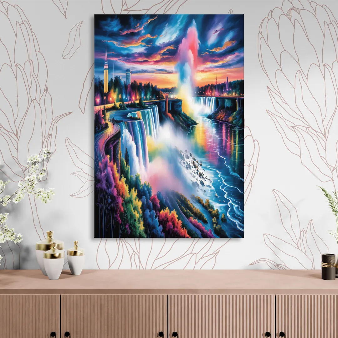 Niagara Falls Light Show Sitting Room - Canvas Wall Art